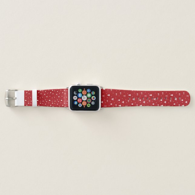 Christmas Trees and Snowflakes Apple Watch Band (Front)