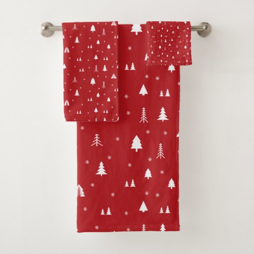 Christmas Trees and Snowflakes Bath Towel Set