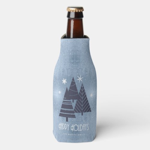 Christmas Trees and Snowflakes Blue ID863 Bottle Cooler