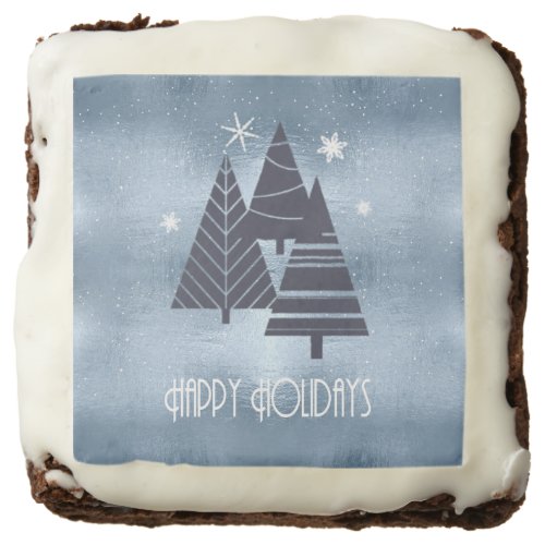 Christmas Trees and Snowflakes Blue ID863 Brownie