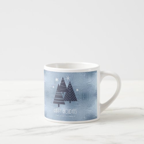Christmas Trees and Snowflakes Blue ID863  Espresso Cup