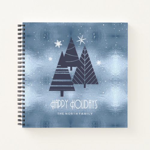 Christmas Trees and Snowflakes Blue ID863 Notebook