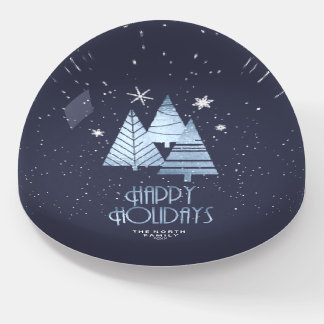 Christmas Trees and Snowflakes Blue ID863 Paperweight