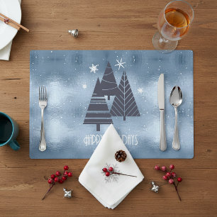 Christmas Trees and Snowflakes Blue ID863 Placemat