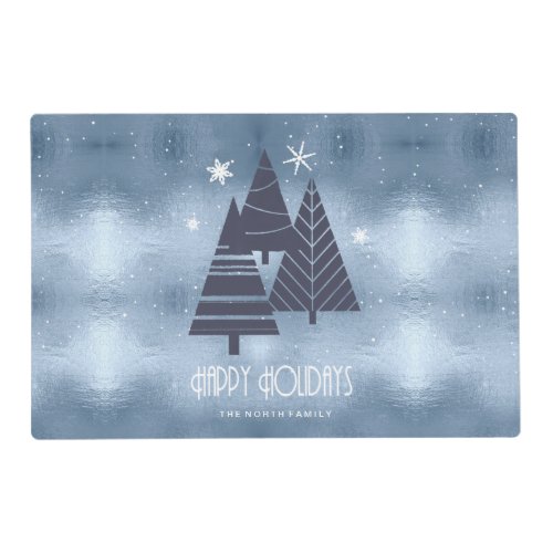 Christmas Trees and Snowflakes Blue ID863 Placemat