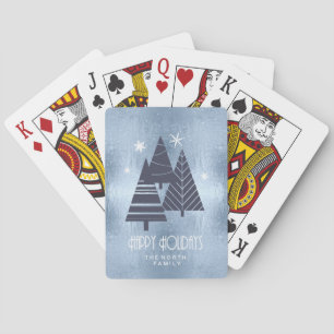 Christmas Trees and Snowflakes Blue ID863 Poker Cards