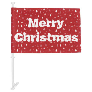 Christmas Trees and Snowflakes Car Flag