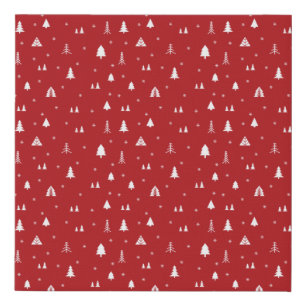 Christmas Trees and Snowflakes Faux Canvas Print