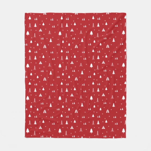 Christmas Trees and Snowflakes Fleece Blanket (Front)