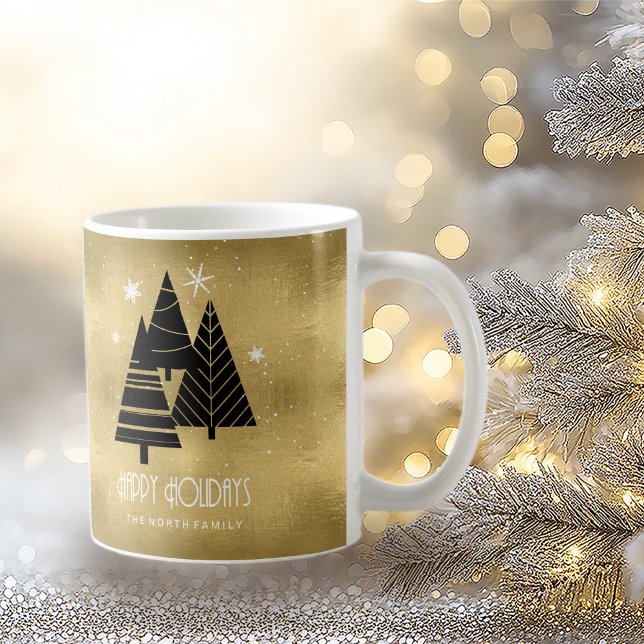 Christmas Trees and Snowflakes Gold ID863 Coffee Mug (Creator Uploaded)