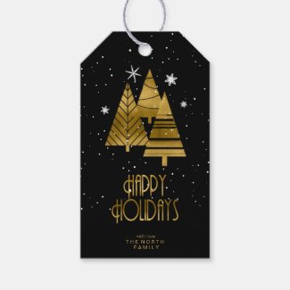 Christmas Trees and Snowflakes Gold ID863
