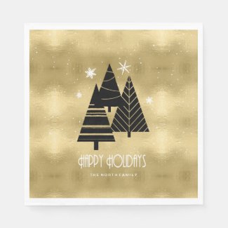 Christmas Trees and Snowflakes Gold ID863