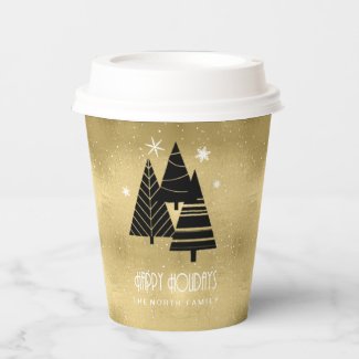 Christmas Trees and Snowflakes Gold ID863 