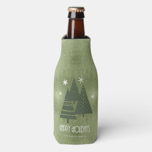 Christmas Trees and Snowflakes Green ID863 Bottle Cooler