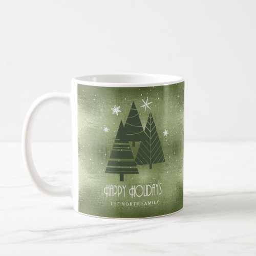 Christmas Trees and Snowflakes Green ID863 Coffee Mug