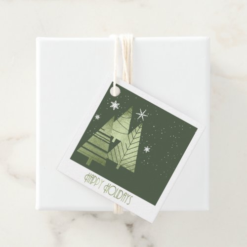 Christmas Trees and Snowflakes Green ID863 Favor Tags