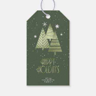 Christmas Trees and Snowflakes Green ID863