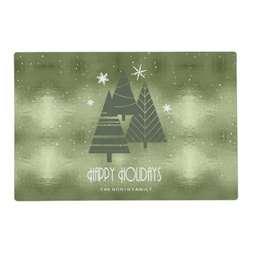 Christmas Trees and Snowflakes Green ID863 Placemat