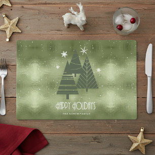 Christmas Trees and Snowflakes Green ID863 Placemat