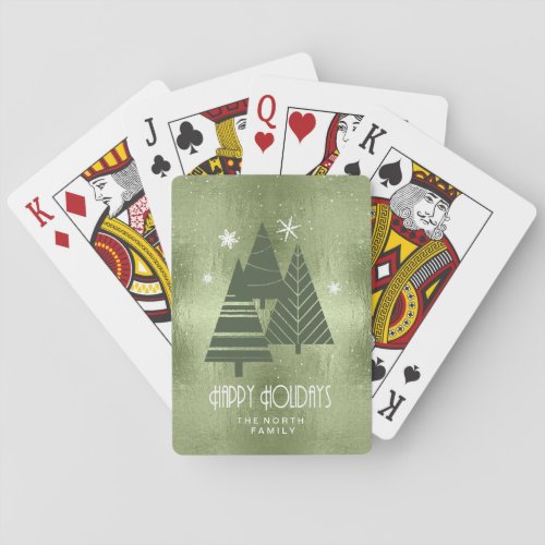 Christmas Trees and Snowflakes Green ID863 Playing Cards