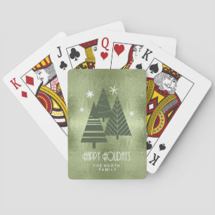 Christmas Trees and Snowflakes Green ID863 Poker Cards