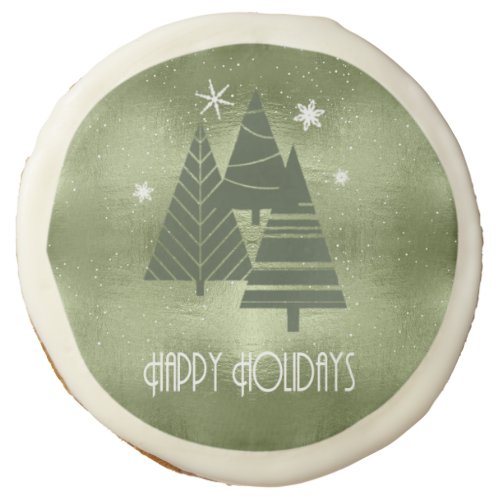 Christmas Trees and Snowflakes Green ID863 Sugar Cookie