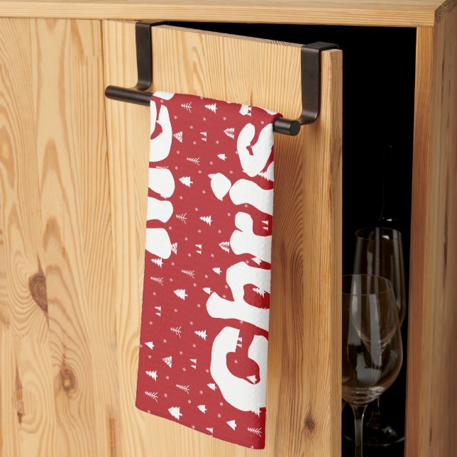 Christmas Trees and Snowflakes Kitchen Towel (Thirds Fold)