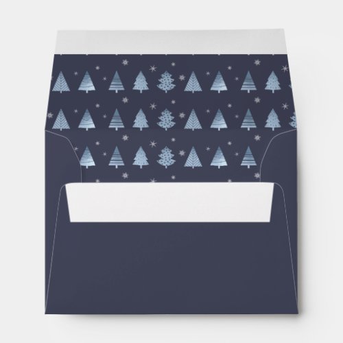 Christmas Trees and Snowflakes Pattern Blue ID863 Envelope