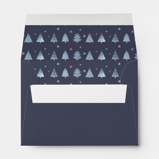 Christmas Trees and Snowflakes Pattern Blue ID863 Envelope (Back (Bottom))