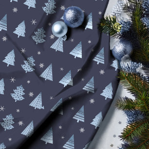 Christmas Trees and Snowflakes Pattern Blue ID863 Fabric