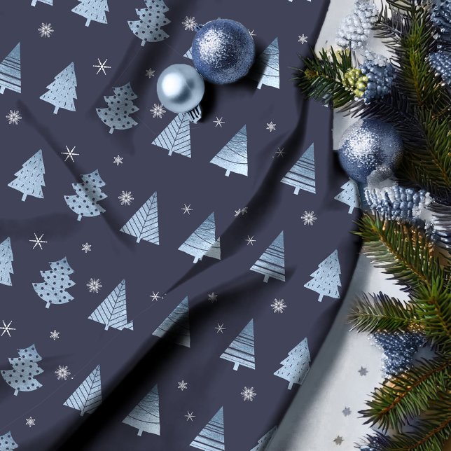 Christmas Trees and Snowflakes Pattern Blue ID863 Fabric (Creator Uploaded)