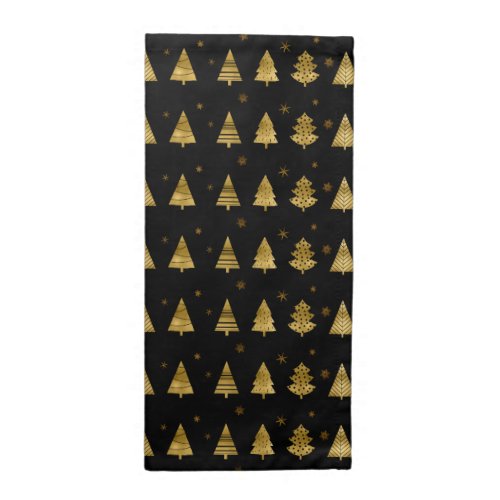 Christmas Trees and Snowflakes Pattern Gold ID863 Cloth Napkin