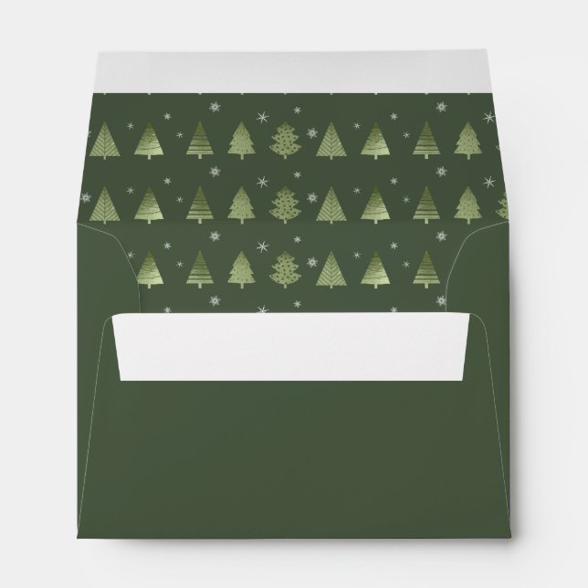 Christmas Trees and Snowflakes Pattern Green ID863 Envelope (Back (Bottom))