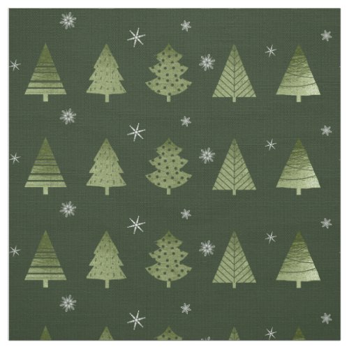 Christmas Trees and Snowflakes Pattern Green ID863 Fabric