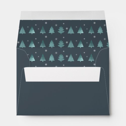 Christmas Trees and Snowflakes Pattern Teal ID863 Envelope