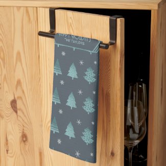 Christmas Trees and Snowflakes Pattern Teal ID863