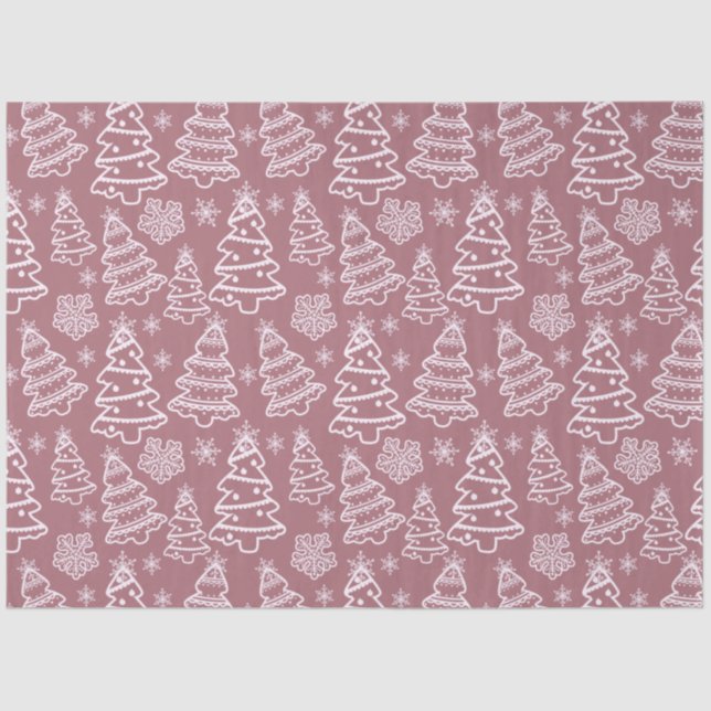 Christmas Trees and Snowflakes Purple Christmas Tissue Paper (Front)