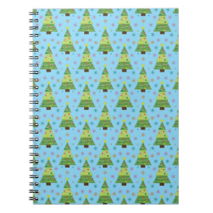 Christmas Trees and Snowflakes Repeat Pattern Notebook