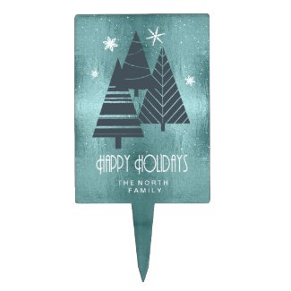 Christmas Trees and Snowflakes Teal ID863 
