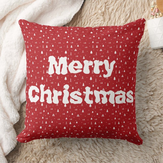 Christmas Trees and Snowflakes Throw Pillow (Blanket)