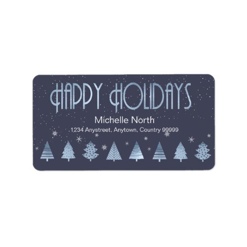 Christmas Trees and Snowflakes V2 Blue ID863 Label