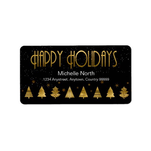 Christmas Trees and Snowflakes V2 Gold ID863 Label