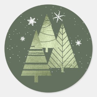Christmas Trees and Snowflakes V2 Green ID863