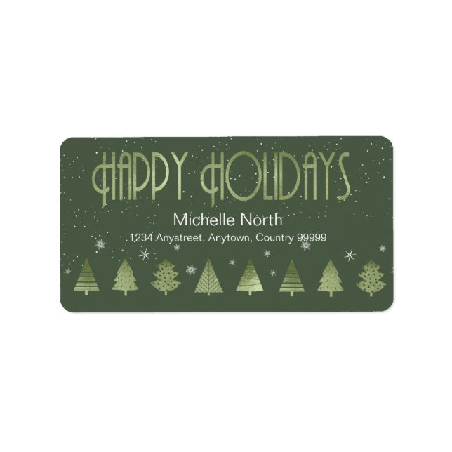 Christmas Trees and Snowflakes V2 Green ID863 Label (Front)