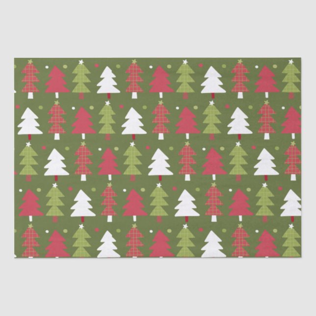 Christmas Trees and Snowflakes with Green Backing  Tissue Paper (Front)