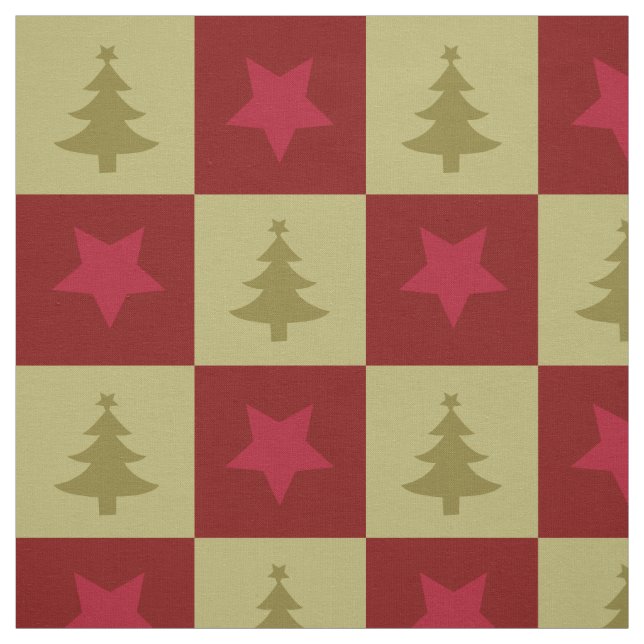 Christmas trees and star pattern Fabric (Swatch)