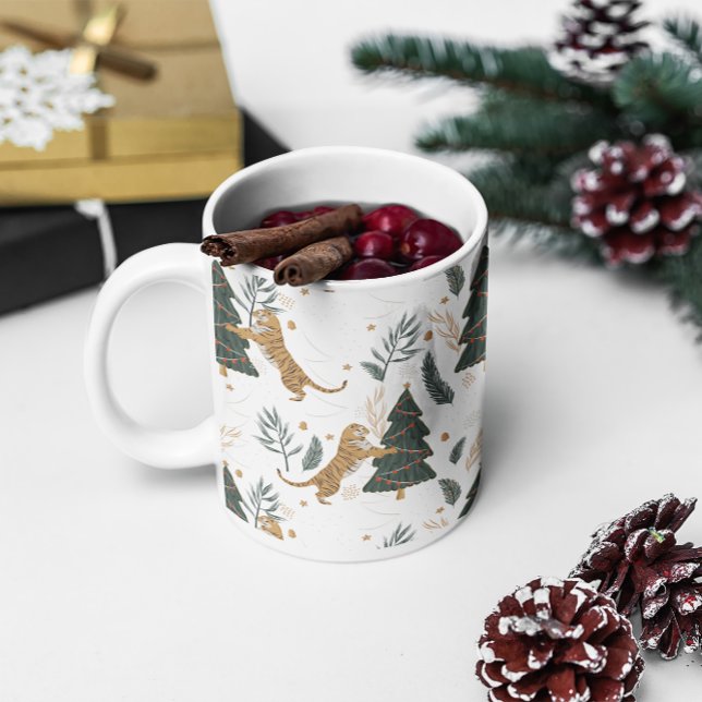 Christmas trees and tigers pattern coffee mug (Creator Uploaded)