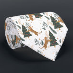 Christmas trees and tigers pattern neck tie<br><div class="desc">Cute Christmas tres and tigers seamless pattern with a white and changeable background.</div>