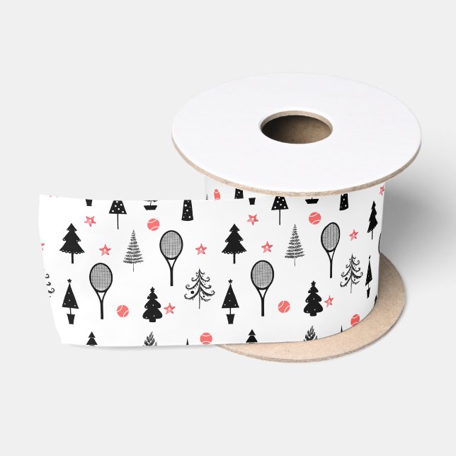  🎄Christmas trees and🎾tennis  rackets  Satin Ribbon (Spool)