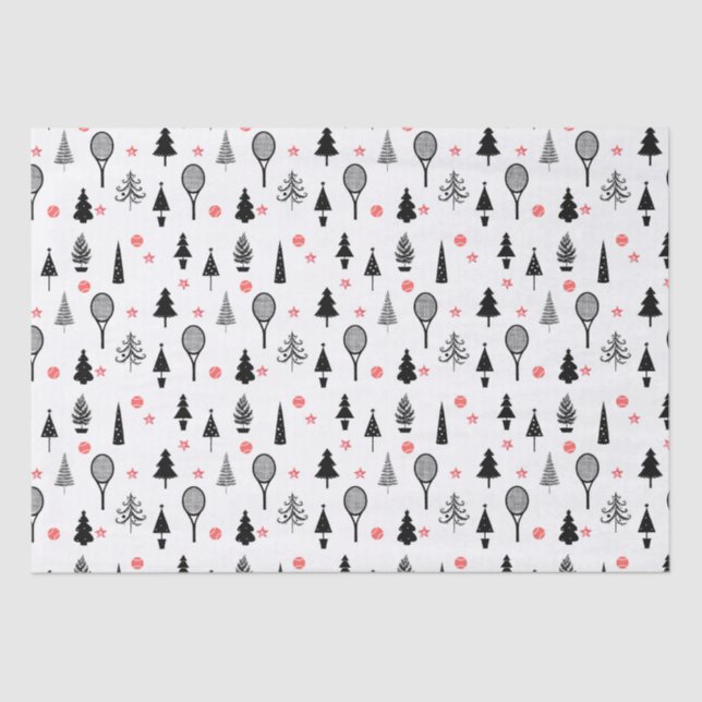  🎄Christmas trees and🎾tennis rackets Tissue Paper (Front)